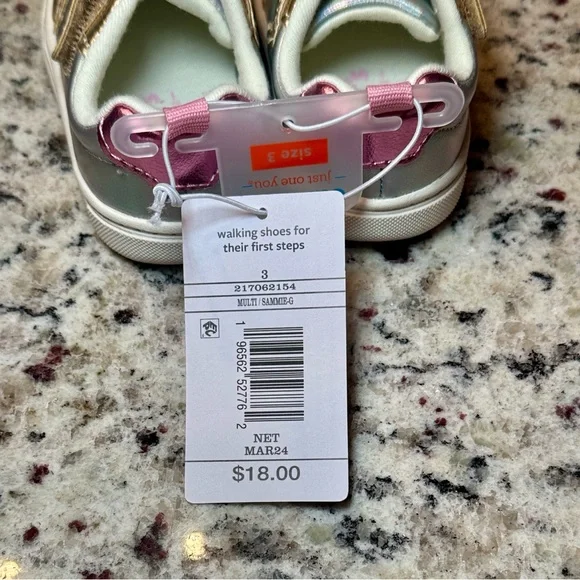 Carter's Metallic Gold and Silver Sneakers Size 3 - Picture 6 of 6